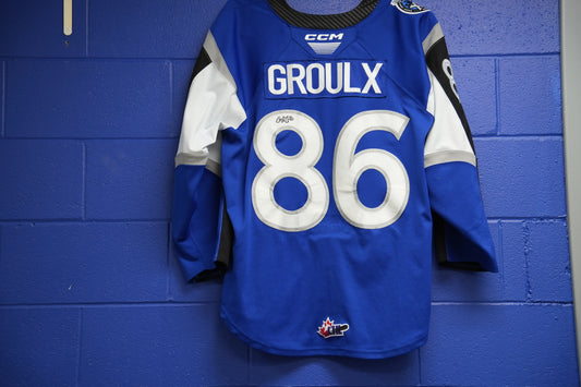 Game-Worn Jersey: #86 Groulx (Blue) 20th