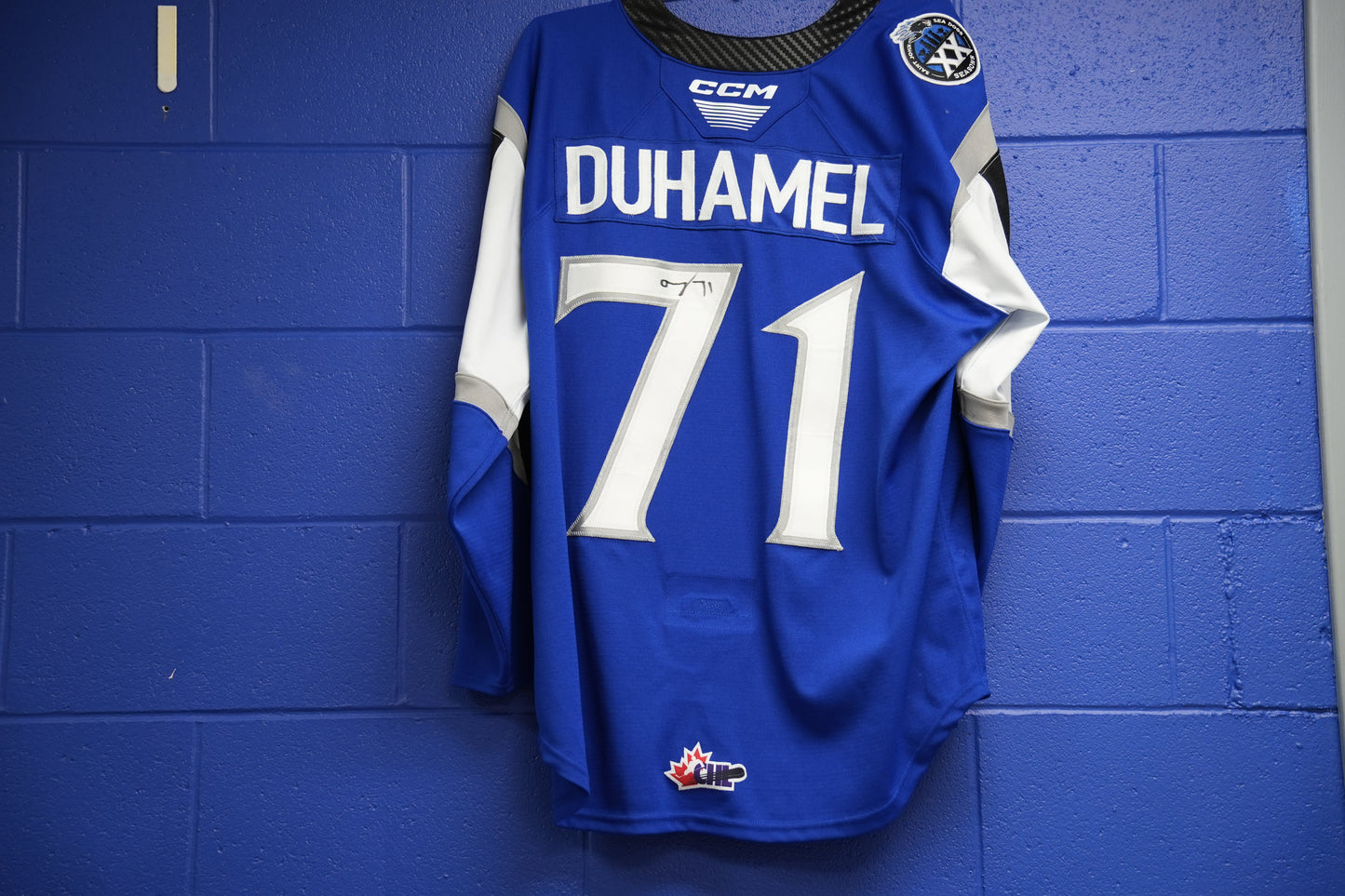 Game-Worn Jersey: #71 Duhamel (Blue) 20th