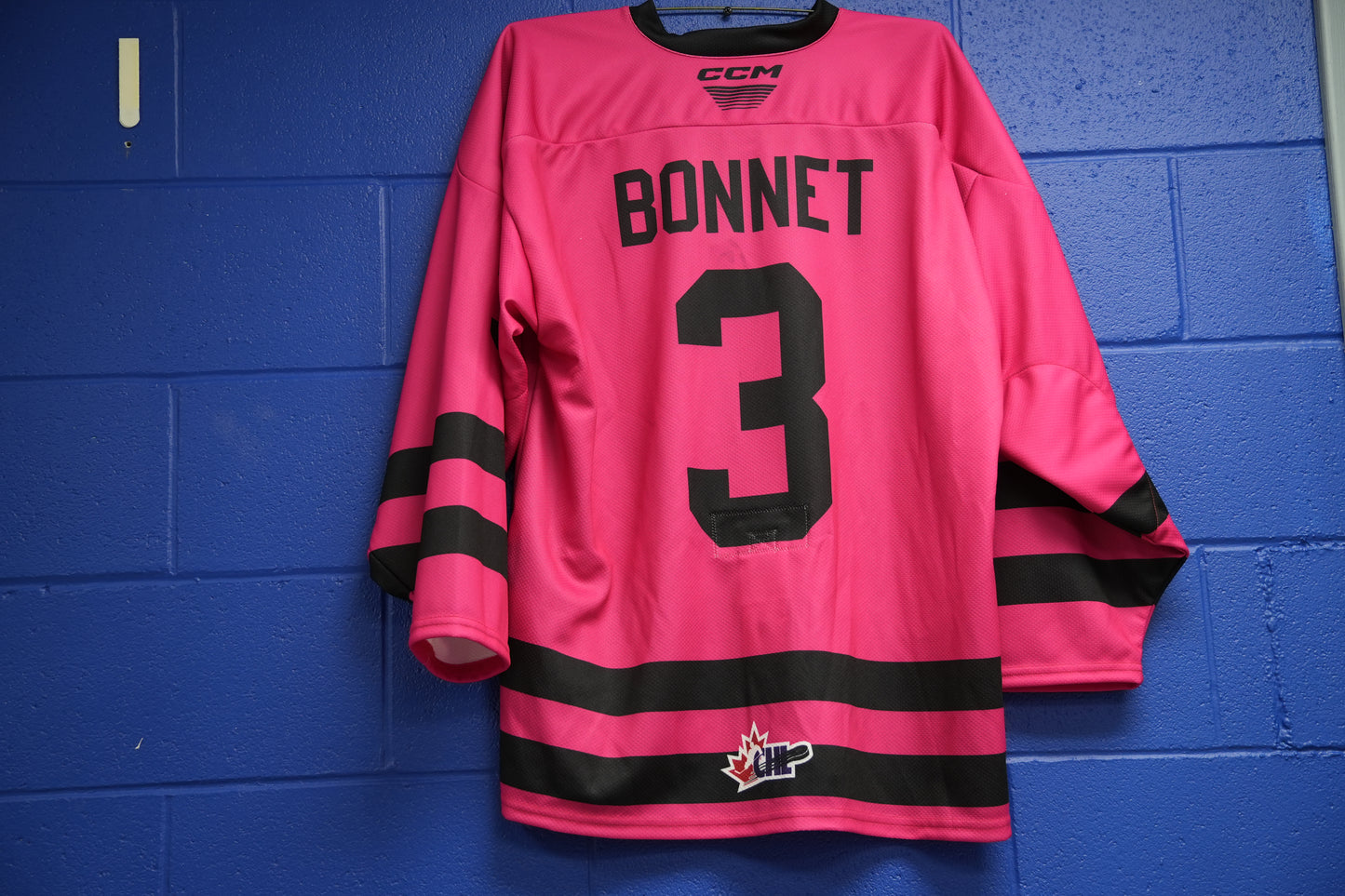 Game-Worn Jersey: #3 Bonnet (Pink in the Rink)