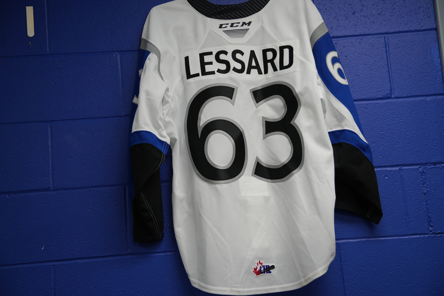 Game-Worn Jersey: #63 Lessard (White)