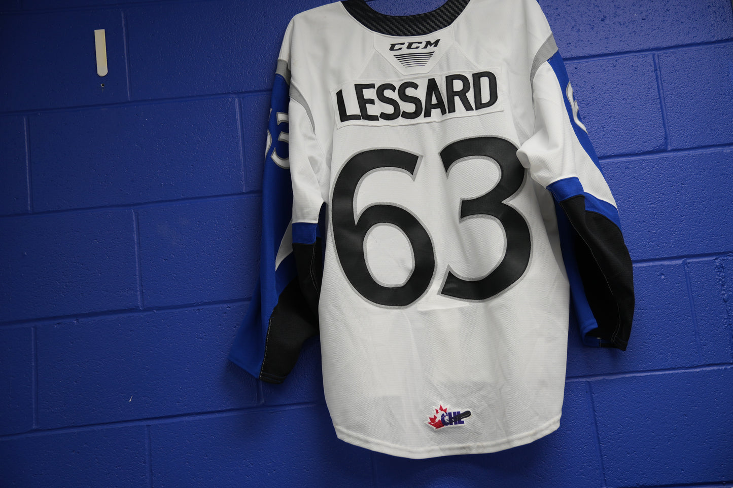 Game-Worn Jersey: #63 Lessard (White)